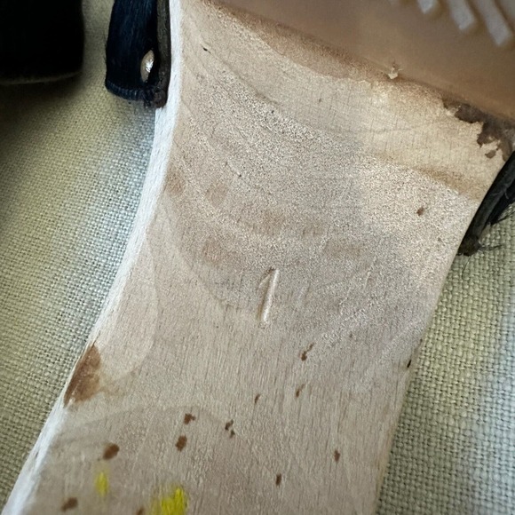 BOSABO Studded Wooden Slide Sandals in Black Calfhair Leather FRANCE MADE - Picture 11 of 12